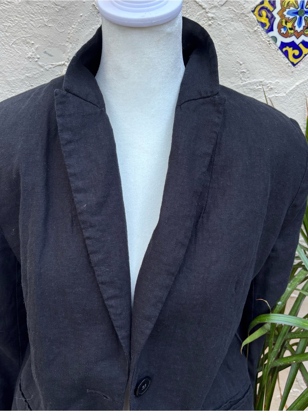 Free People Classic Black Women's Linen Blazer Jacket - Picture 9 of 9